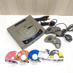 Sega Saturn Japanese Gray Console bundle with 2 controllers, 5 games & cables