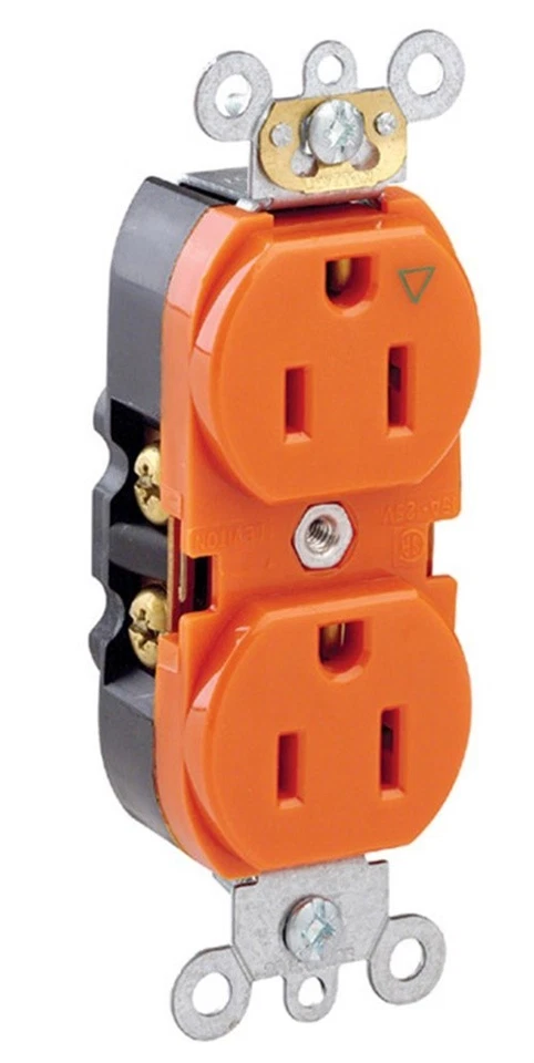 Leviton 15 amps 125 V Duplex Orange Outlet 5-15R 1 pk - Image 1 of 1