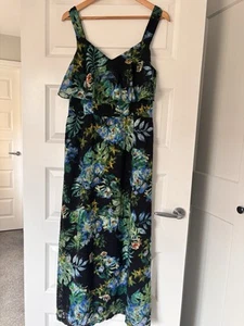 Adrianna Papell Black Tropical Printed Maxi Dress Size 10 - Picture 1 of 8