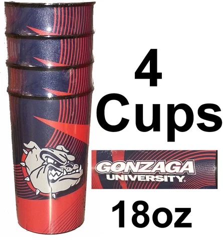 4 Gonzaga Bulldogs Beer Cup Rigid Plastic March Madness Zags Basketball Fan Gift Cover