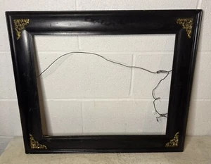 Antique Art Deco Wood Wooden Picture Frame Brass Accents 21.5”x25.5” Fit 16”x20” - Picture 1 of 9