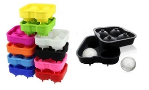4 Balls Whiskey Ice Cube Maker Mold Sphere Mould Party Tray Round Bar Silicone - Picture 1 of 21
