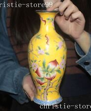 9.2" China bronze Cloisonne bat peach Zun Cup Bottle Pot Vase Jar Statue