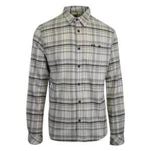 O'Neill Men's Cream Shirt Redmond Plaid Stretch Flannel Long Sleeve (S30) - Picture 1 of 13