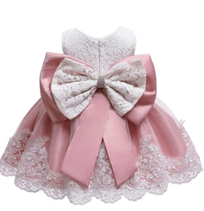 Christening Lace Flower Baby Girl Dress Princess Prom Tutu Ball Gown Pink - Picture 1 of 4