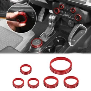Center Console Switch Knobs Cover For Ford Bronco Alloy AC Knobs Button Trim - Picture 1 of 14