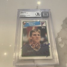 Brett Hull Signed 1988 Topps Rookie Card 66 Beckett Auto 10 St Louis Blues