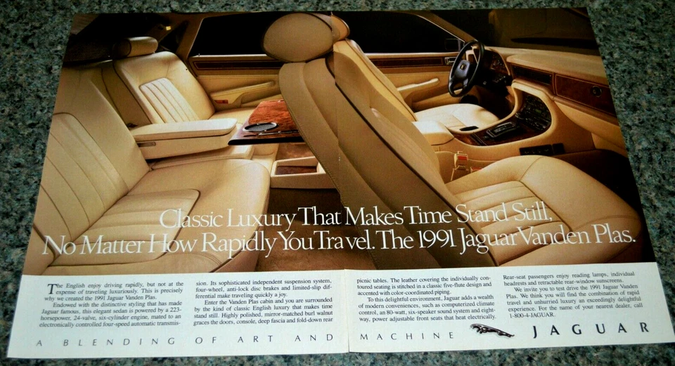 1991 JAGUAR VANDEN PLAS INTERIOR ORIGINAL ADVERTISEMENT AD PRINT 91 XJ6 XJ-6  - Image 1 of 1