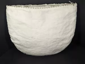 Olla de té inglesa bordada a mano trébol acogedora acolchada vintage lino blanco - Imagen 1 de 7