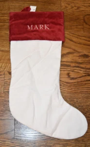 Pottery Barn klassischer Samtstrumpf Elfenbein Medium NEU Neu mit Etikett Monogrammmarke - Bild 1 von 3