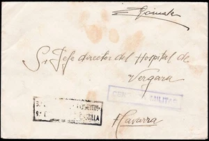 España - Guerra Civil - Falange -Sobre al hospital de Vergara marca "3º Centuria - Imagen 1 de 1