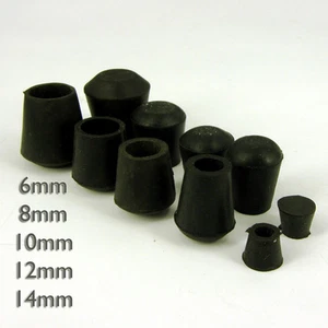 Black Rubber, Chair ,Table, Feet, Pipe Tubing End  Cover Caps 6 8 10 12 14mm  - Picture 1 of 1