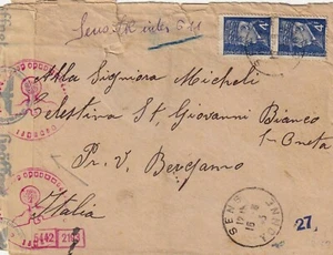 S5136-FRANCIA, BUSTA DA SENS A SAN GIOVANNI BIANCO ( BERGAMO-ITALY), 4+4F., 1943 - Foto 1 di 2