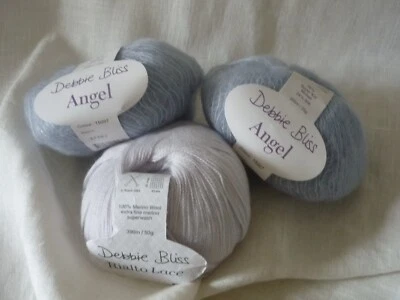 Debbie Bliss Rialto Lace 002 Silver 🧶 2x ANGEL 007 Silver 🐛 100g - Bild 1 von 4