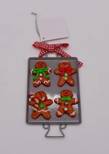 Gingerbread Men Cookies On Metal Baking Tray Christmas Tree Ornament SHIPS FREE - Picture 1 of 1