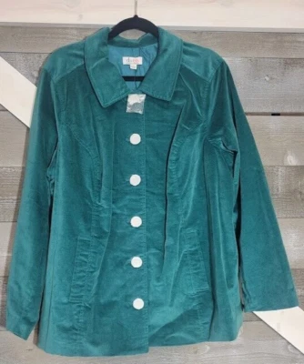 Chaqueta de Colección Denim & Co. Verde Imitación Gamuza Forrada Lavado a Máquina Talla 1X Foto 1 de 4