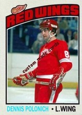 Custom made topps-style 1976-77 Detroit Red Wings Denis Polonich hockey card