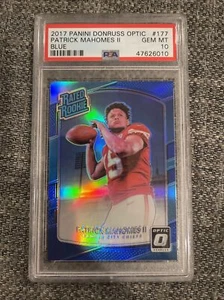 2017 PANINI DONRUSS OPTIC Patrick Mahomes II RC BLUE HOLO PRIZM #/149 GEM PSA 10