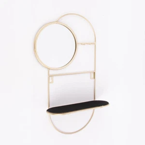 Schmuckhalter mit Spiegel Metall goldfarbig 48x29x10cm - Bild 1 von 5