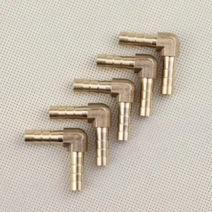 5Pcs NEW 90 Degree (1/4" x 1/4") Brass Barbed Tube Pipe Fitting Hose Barb Elbow - Picture 1 of 4