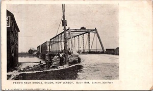 Penn's Neck Bridge Salem New Jersey Menschen ungeteilt zurück Ära Postkarte - Bild 1 von 2