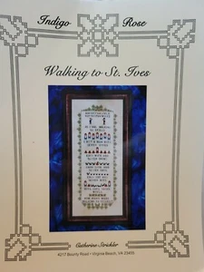 Walking To St Ives Chart Indigo Rose 17" x 6" P56 - Picture 1 of 6