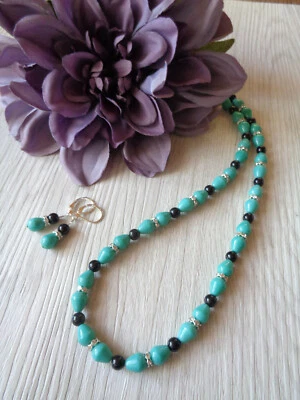 Schmuckset  Türkis Howlith Strassrondelle UNIKAT - Bild 1 von 2