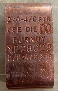 Burndy YP28C28 USE DIE D3 2/0-4/0 STR RUN & 2/0-4/0 STR TAP - Picture 1 of 3