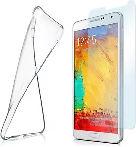 For SAMSUNG GALAXY NOTE 4 CLEAR CASE + TEMPERED GLASS SCREEN PROTECTOR COVER - Picture 1 of 12