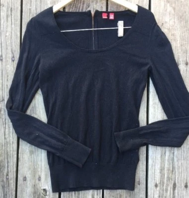Esprit Black Zip Knit Top Light Sweater Ziper 100% Cotton Size Small J5 - Image 1 of 4