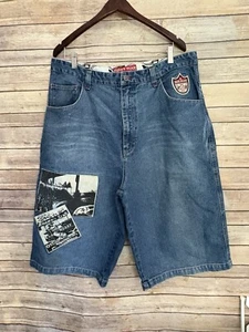 VTG RAW BLUE FIRST TEAM EMBROIDERED JEAN Shorts 38 BASEBALL CLUB Y2K HIP HOP - Picture 1 of 6