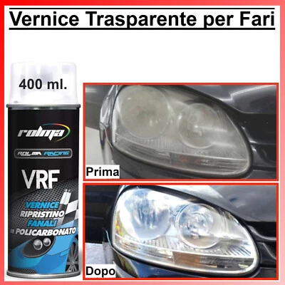 ROLMA Vernice Spray Trasparente Lucido per Fari Auto Rinnova Rigenera Fanali Opachi nm