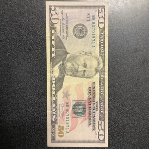 Fifty Dollar Bill True Birthday Anniversary Fancy Serial Number 08-07 Or 07-08 - Picture 1 of 8