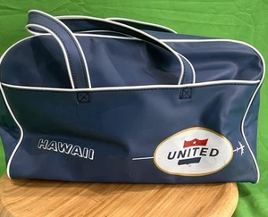 Vtg United Airline Hawaii Blue Vinyl Crew Travel Bag Style 900P Des Moines Iowa - Picture 1 of 12