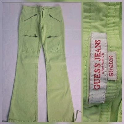 Guess Jeans Cargo Pants Sz 29 Vintage Low Rise  Straight Green Grunge Y2K 90s  - Image 1 of 4