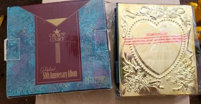 Álbum de fotos folheado a ouro 24K vintage CROWN COURT 50º aniversário - Ótimo para a vovó - Imagem 1 de 4