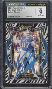 2024 Select Concourse Zebra Shock #34 Josh Allen Autograph Mint CGC 9 10 Auto - Bild 1 von 2