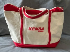 Kenda Tires Canvas Tote Bag Natural/Scarlet Medium EXC Dealer Gateway Medina OH - Picture 1 of 8