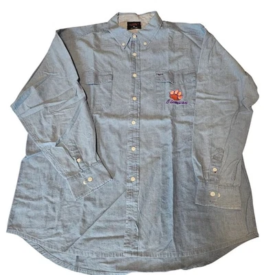 Camisa de mezclilla con botones con logotipo bordado de Clemson Tigers Sports Line para hombre XL 3620 Foto 1 de 4