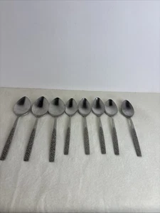Oneida Stainless SSS Montage set 8 Spoons embossed 3 Big/ 5 Small - Picture 1 of 3
