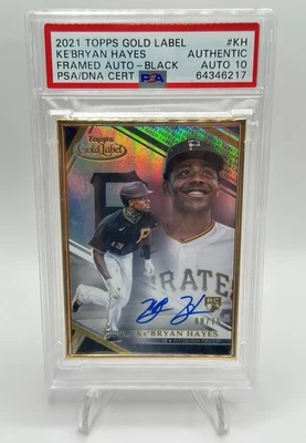 2021 Topps Gold Label Framed Autographs Ke'Bryan Hayes RC Black /75 PSA Auto 10 - Image 1 of 2