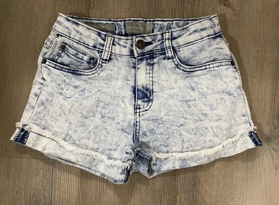 LUCKY BRAND Girls Riley Shorts 14 EUC Jean Denim  Cuff Adjustable Waist - Image 1 of 3