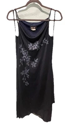 Vintage Y2K Byer Too Dress Sz L Chiffon Beaded Asymmetric Hem Whimsigoth Fairy - Image 1 of 4