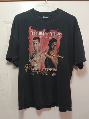 Vintage "Fight of the Millennium" DE LA HOYA vs. TRINIDAD 09/18/1999 T-shirt XXL - Image 1 of 4