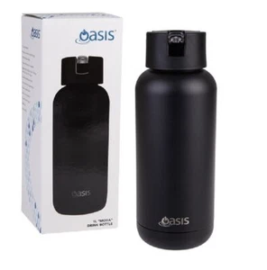 Oasis Moda Ceramic Lined Stainless Steel Triple Wall Drink Bottle 1.0L - Black - Picture 1 of 3