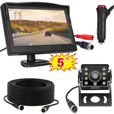 4Pin 5" Monitor IR Night Vision Backup Rear View Camera Kit for Truck Caravan RV - Image 1 of 4