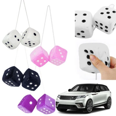 Soft Fluffy Furry Dice Ornamen Car Rearview Mirror Home Hanging Fashion Creative - Image 1 of 4