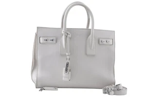Auténtico Bolso de Mano SAINT LAURENT Sac De Jour Pequeño 2 Vías Cuero Blanco 0250M - Imagen 1 de 10