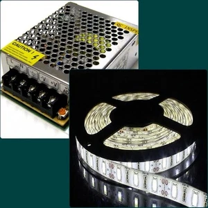 STRISCIA STRIP LED SMD 5630 o 5050 BIANCO 5 MT + ALIMENTATORE 5A - Foto 1 di 1