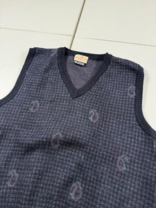 VTG Regiment Shops Sweater Vest Mens L Wool Paisley Golf Tennis College Preppy - Picture 1 of 8